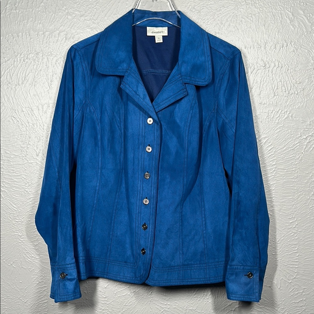 Dressbarn Women's Blue Long Sleeve Button Up Jacket Women's Size XL